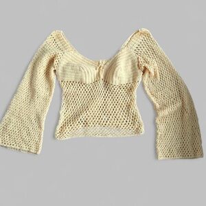 yellow Crochet Knit Top